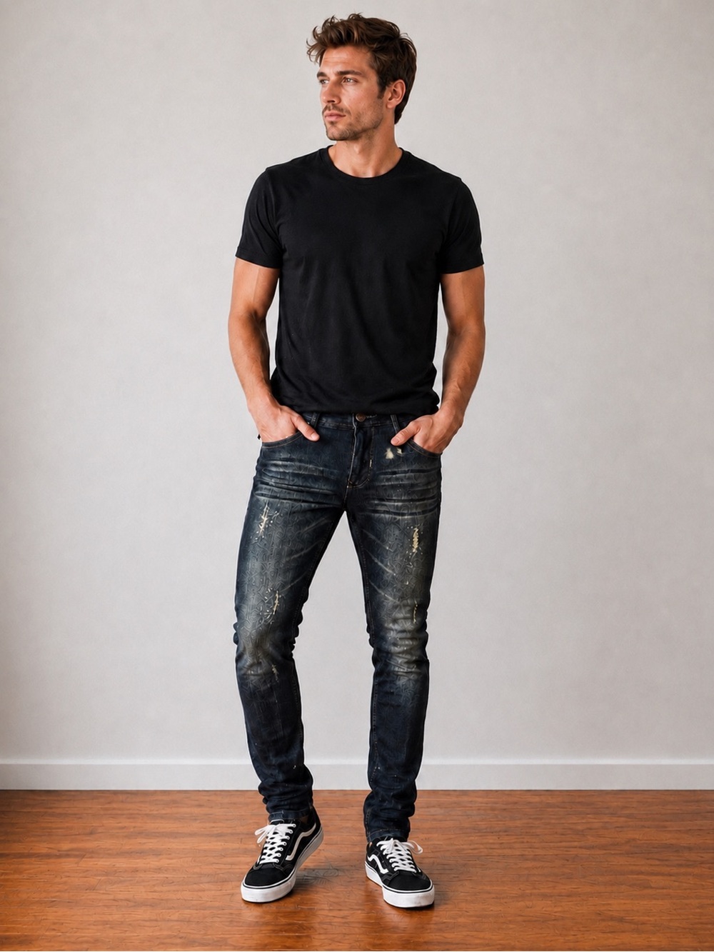 CJ BLACK Y2K Distressed Skinny Jeans Dark Wash Gothic Cross Men’s 30x30 NWT
